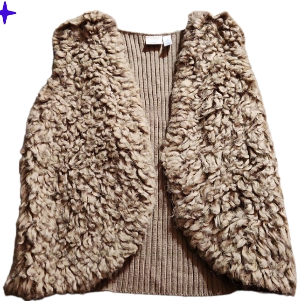 Faux fur brown vest jrs xl vintage piper & blue